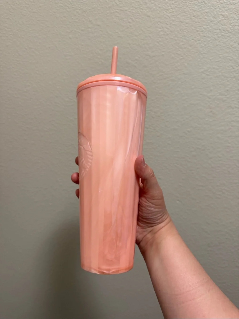 Starbucks Peachy Pink Tall Tumbler with Straw